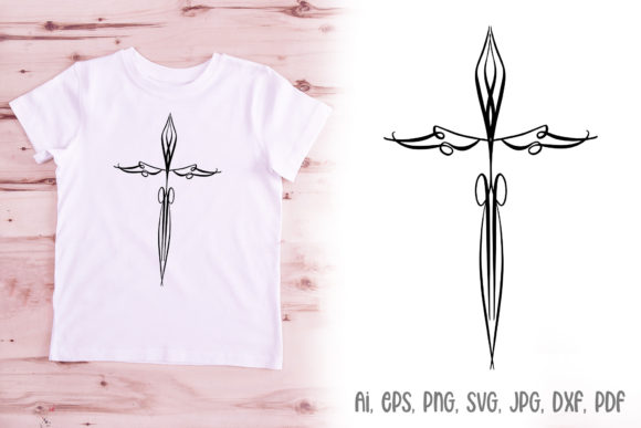Elegant Cross Faith Line Art: A Versatile Design Asset